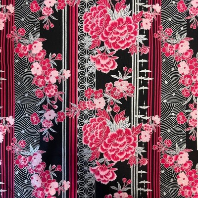 GORI - Black, Silver &amp; Pink - 100% cotton print fabric