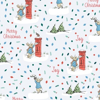 Peter Rabbit at Christmas digital print fabric - Most Wonderful Merry Christmas - 100% cotton