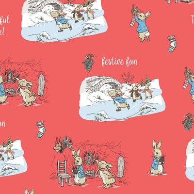 Peter Rabbit at Christmas digital print fabric - Most Wonderful Time - 100% cotton