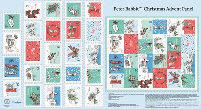 Peter Rabbit at Christmas digital print fabric - Most Wonderful Time Advent Panel - 100% cotton