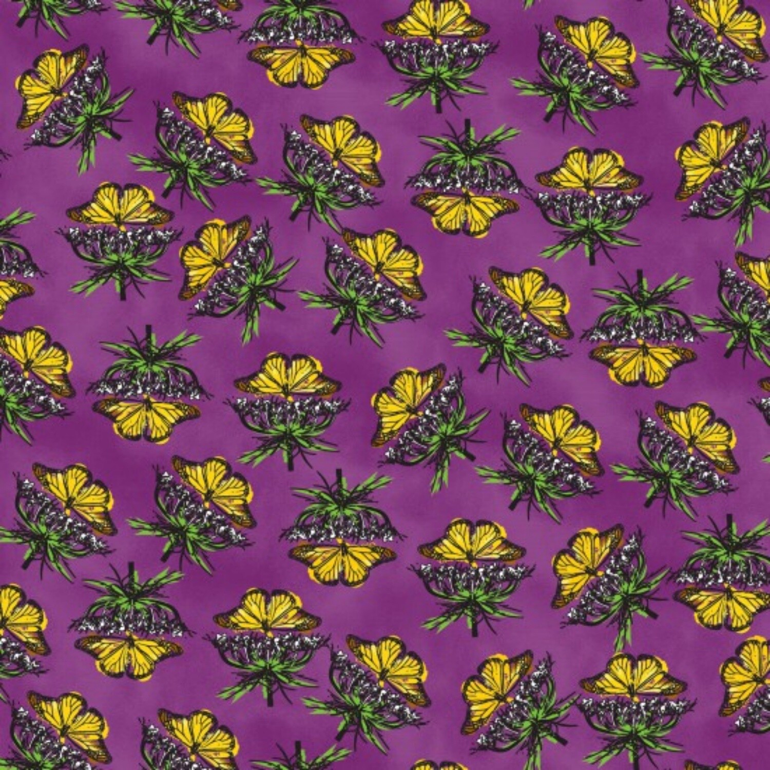 Our House - Purple - 100% cotton fabric