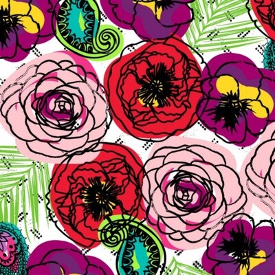 Our House - Red/Pink - 100% cotton fabric
