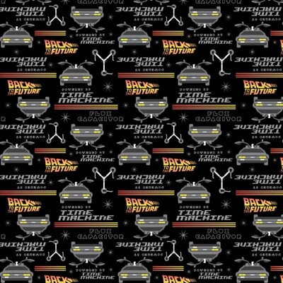 Back To The Future Flux Capacitor - Black - 100% cotton print fabric