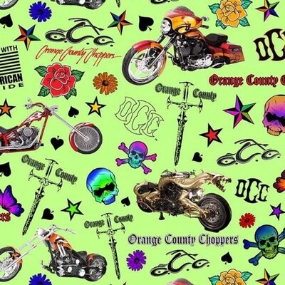 Michael Miller Fabric - Orange County Choppers Tattoo - 100% Cotton Fabric