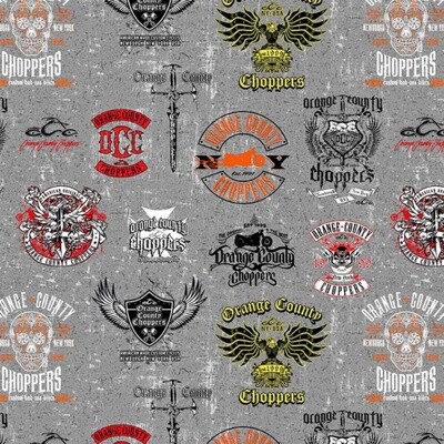 Michael Miller Fabric - Orange County Choppers Graphic Allover - 100% Cotton Fabric
