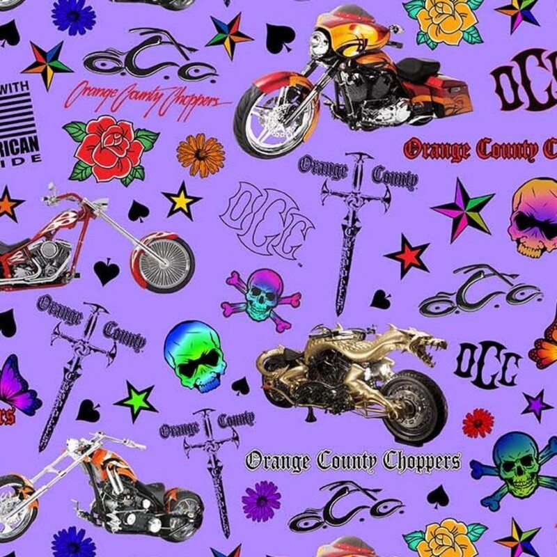 Michael Miller Fabric - Orange County Choppers Tattoo - 100% Cotton Fabric