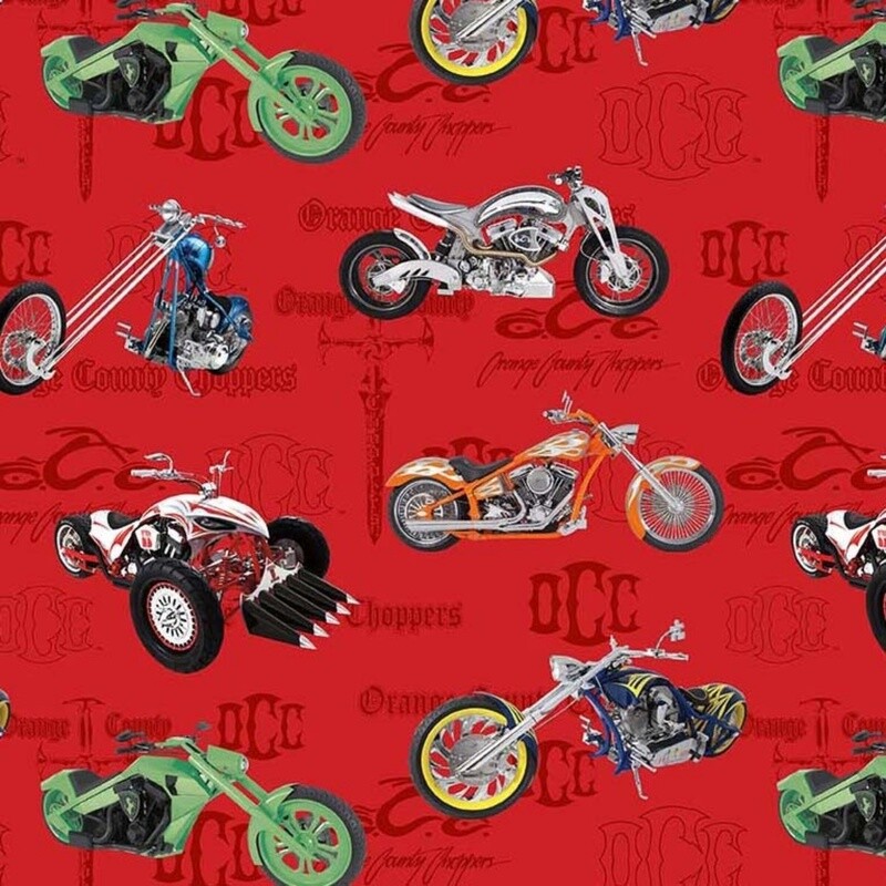 Michael Miller Fabric - Orange County Choppers Toss - 100% Cotton Fabric