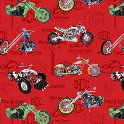Michael Miller Fabric - Orange County Choppers Toss - 100% Cotton Fabric