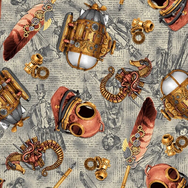 Blank Quilting - Alternative Age - Nautical Elements - Grey - 100% Cotton