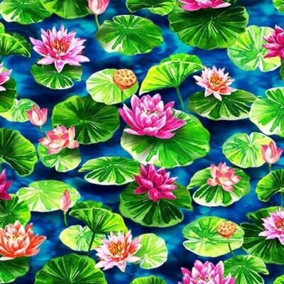 Michael Miller Fabric - Water Lotus - 100% Cotton Fabric