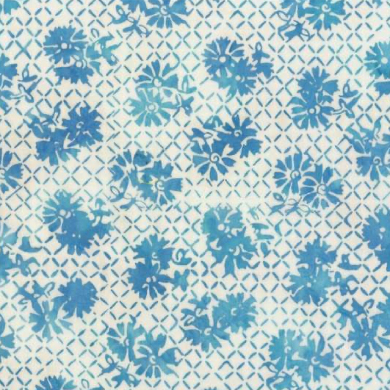 Oceania - Cream / Blue - 100% cotton print fabric