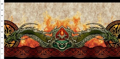 Dragons &quot;The Ancients&quot; by Jason Yenter - 100% cotton print fabric - Border Print