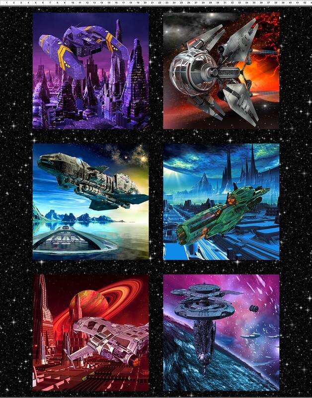 Sci-Fi by Jason Yenter - 100% cotton print fabric - Panel