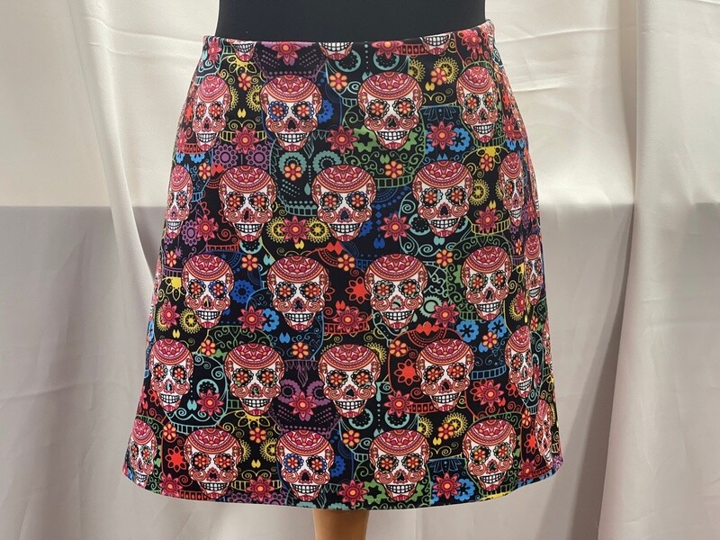 Handmade - Velvet - Straight Skirt - Sugar Skulls (FCVSK03)