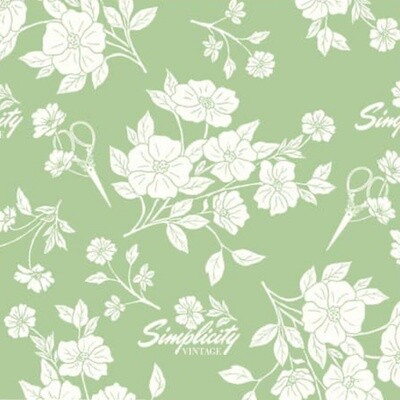 Simplicity Vintage - Sewing Floral - 100% cotton print fabric