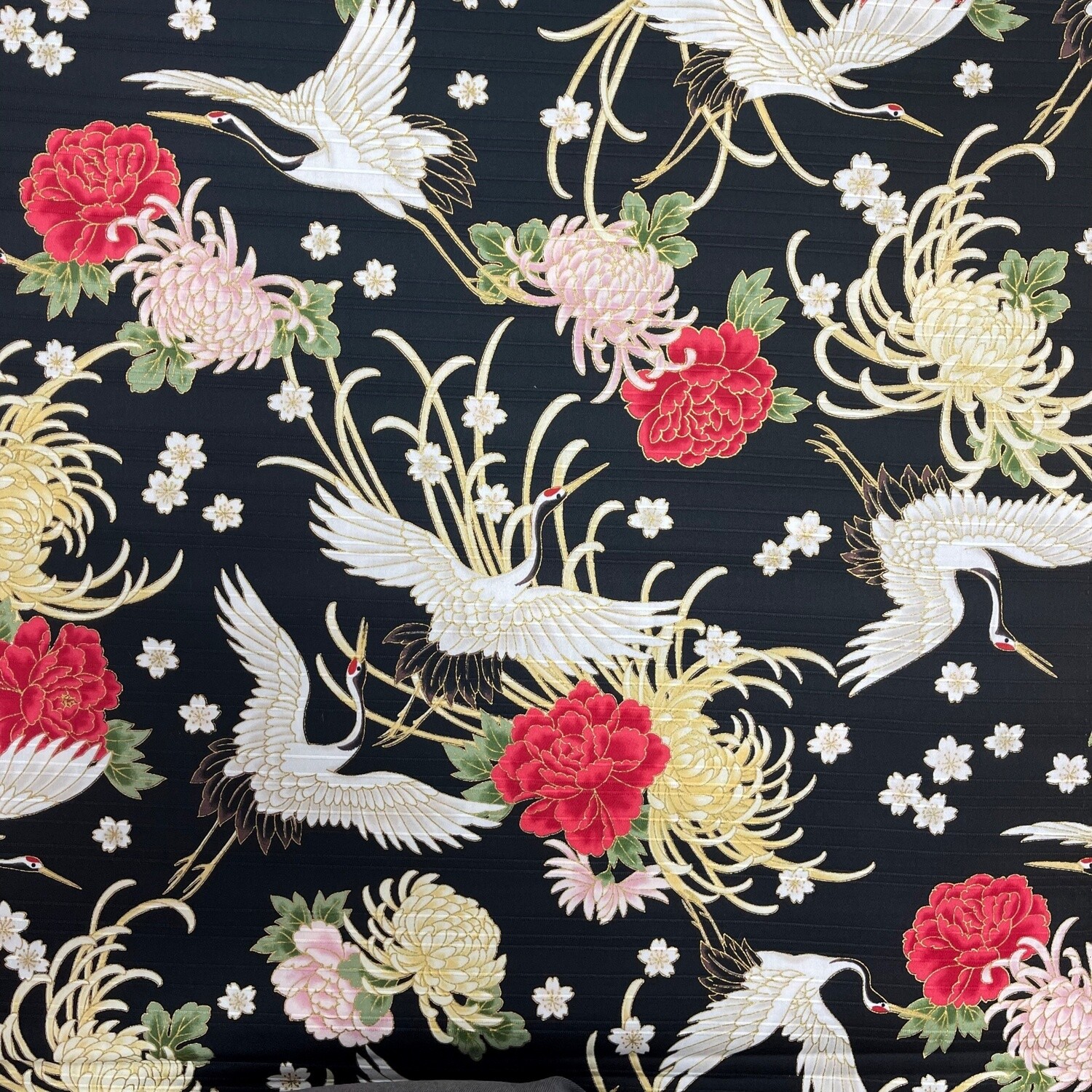 Kinzoku - Black - 100% cotton Japanese metallic print fabric