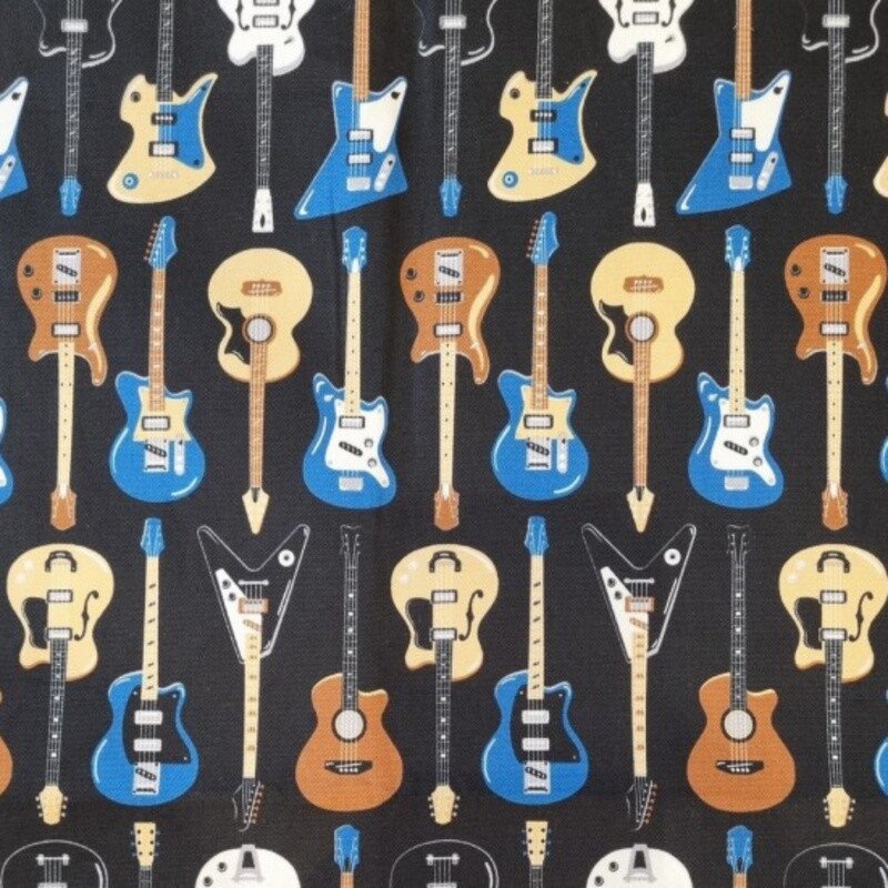 Ebisu - Guitars - Black - 100% cotton print fabric
