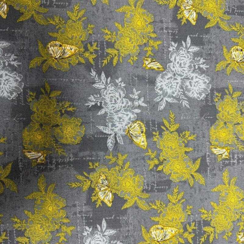 Belle - Grey - 100% cotton print fabric
