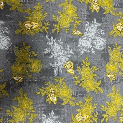 Belle - Grey - 100% cotton print fabric