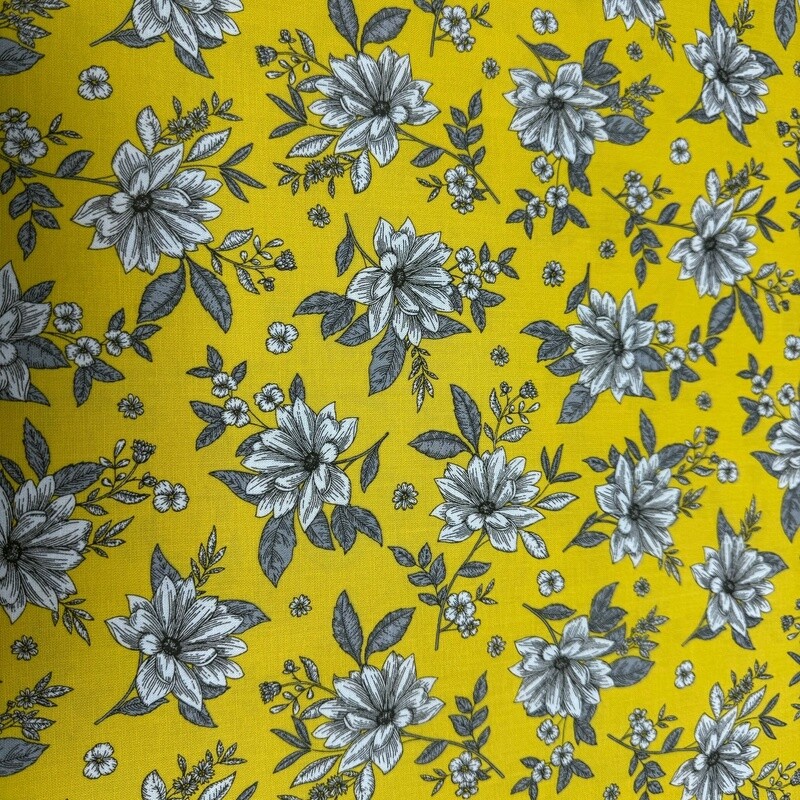 Belle - Yellow - 100% cotton print fabric