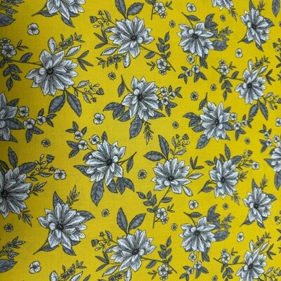 Belle - Yellow - 100% cotton print fabric