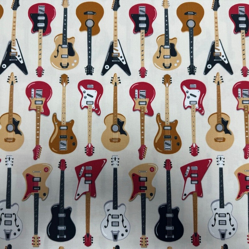 Ebisu - Guitars - White - 100% cotton print fabric