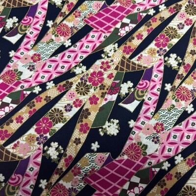 Fukui - Black / Pink - 100% cotton print fabric