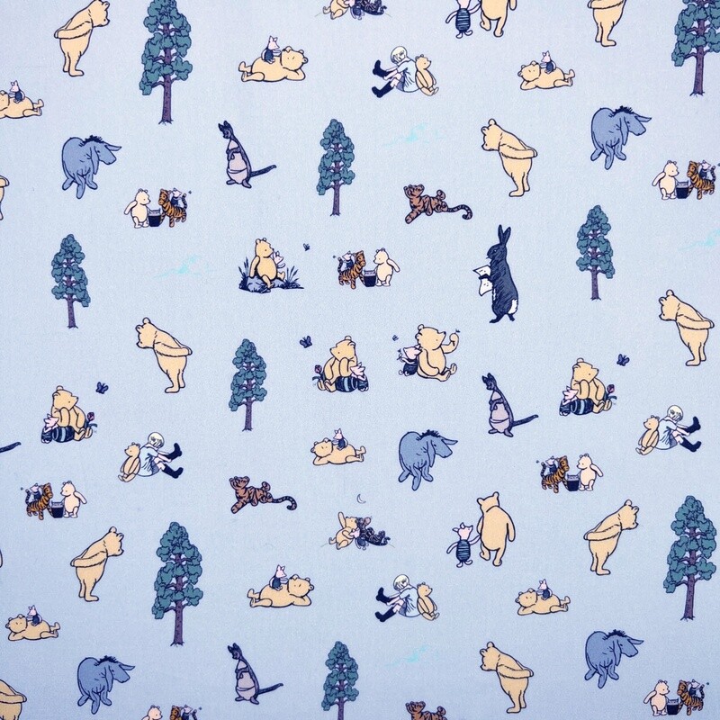 Winnie&#39;s Friends - Blue - 100% cotton digital print fabric