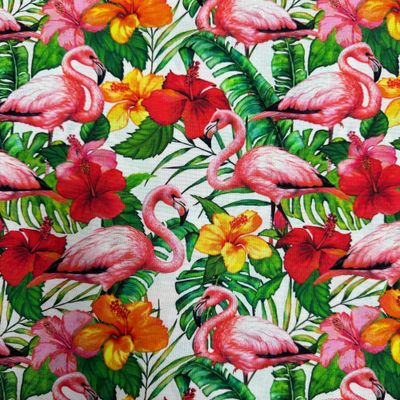 Tropical Paradise - White - 100% cotton print fabric