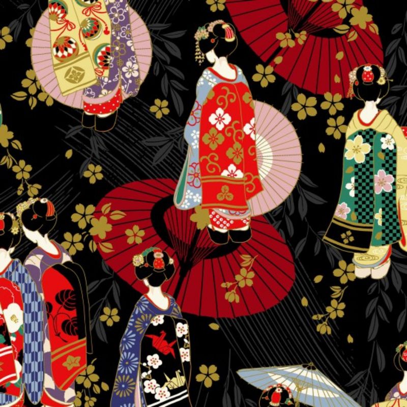 Horo - Black - 100% cotton print fabric