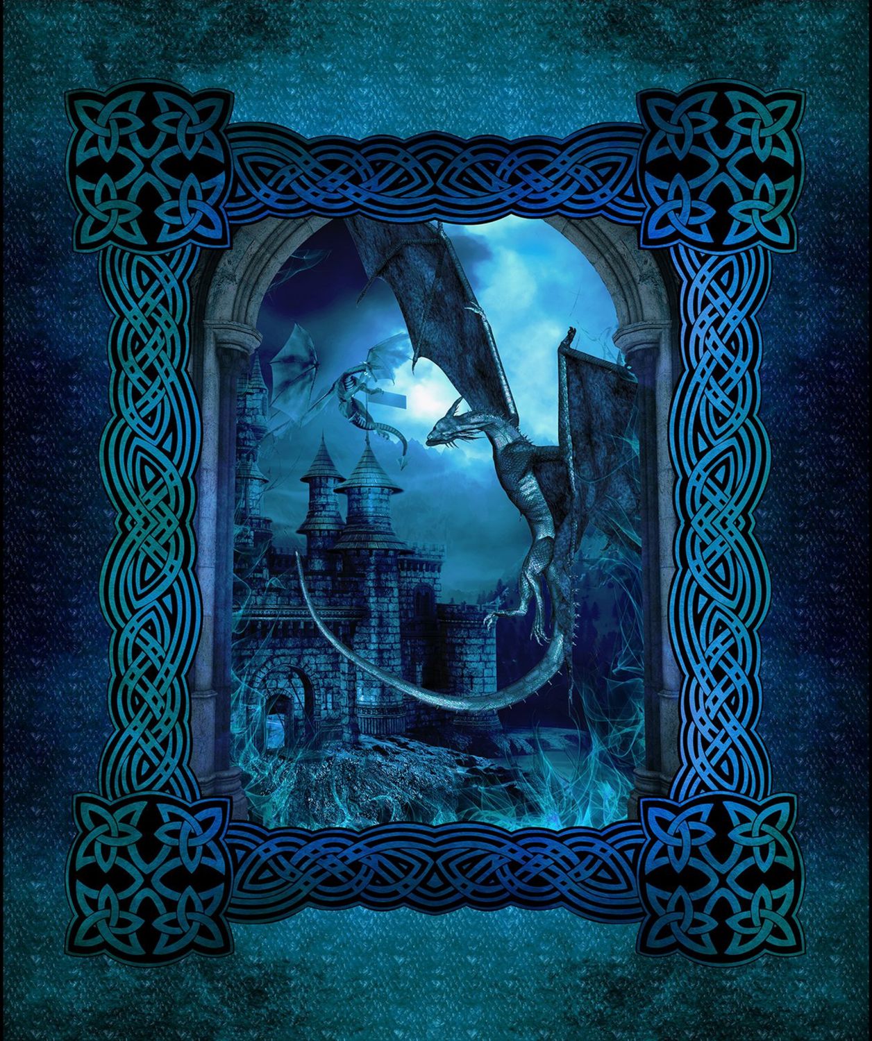 Dragons by Jason Yenter - 100% cotton print fabric - Panel / Quilt Centre