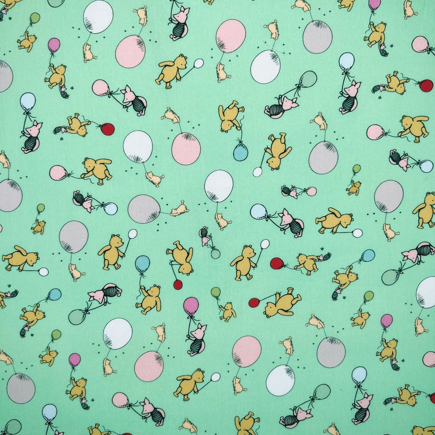 Winnie&#39;s Balloons - Light Mint - 100% cotton digital print fabric
