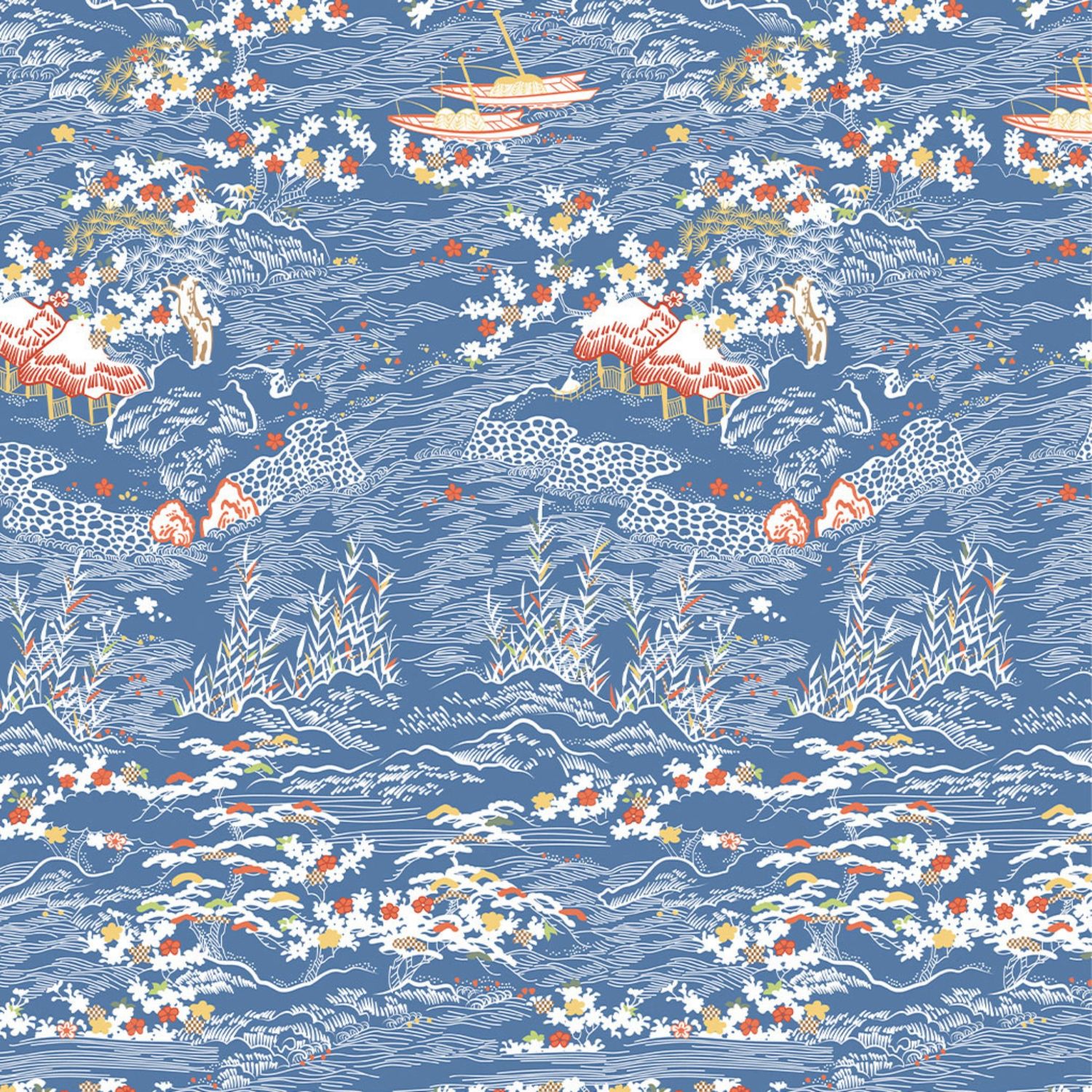 V&amp;A Serenity In Japan - Rolling Landscape - 100% Organic Cotton Print Fabric