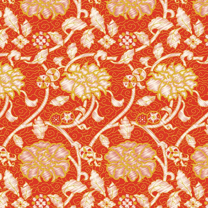 V&amp;A Serenity In Japan - Peonies and Rosettes - 100% Organic Cotton Print Fabric