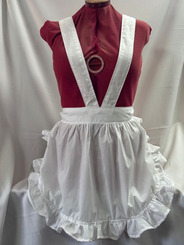 Retro Vintage 50s Style Half Apron / Pinny with Cross Over Back - White - Magenta / Rocky Horror Picture Show
