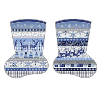 Blue Holiday - Christmas Stocking - Panel - 100% Cotton