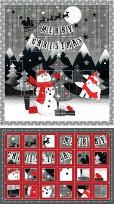 Red &amp; Grey Christmas Advent Calendar - 100% Cotton