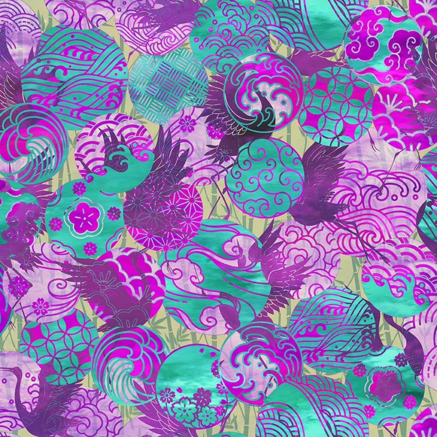 Oriental Garden by Jason Yenter - 100% premium cotton print fabric