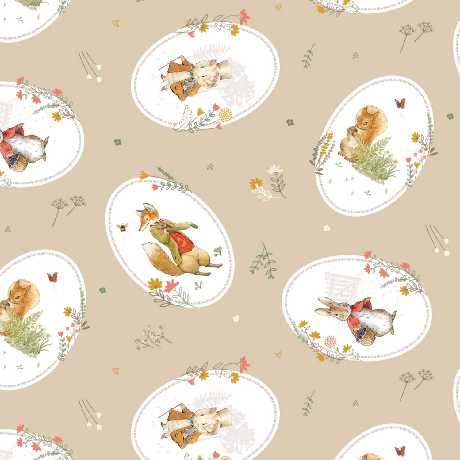 Peter Rabbit - Meadow Tails - Posy Portraits - Digital print 100% cotton fabric
