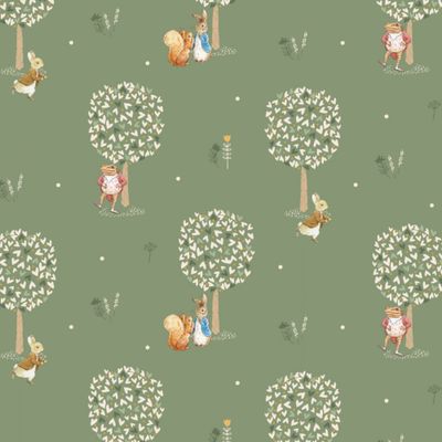 Peter Rabbit - Meadow Tails - Heart Trees - Digital print 100% cotton fabric