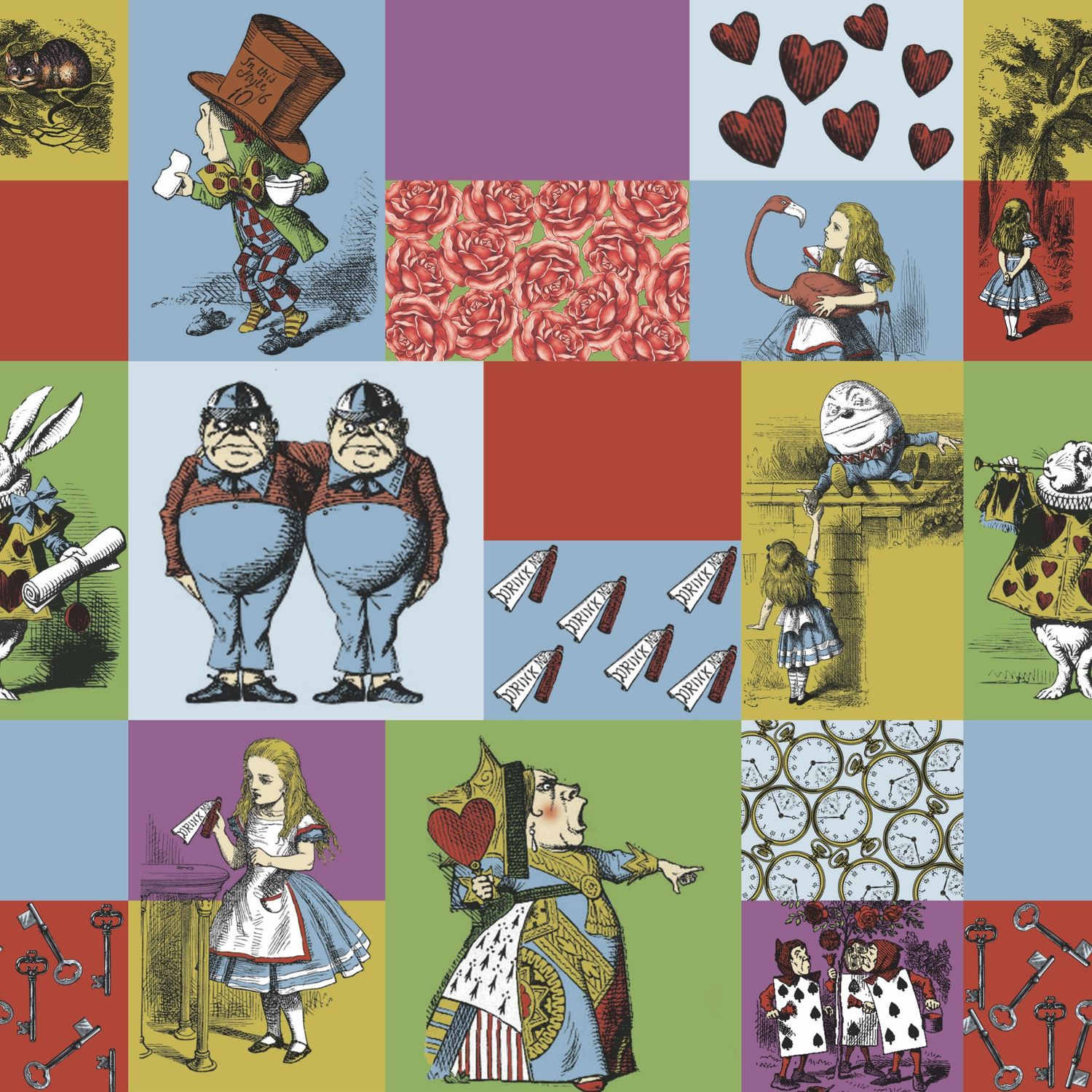 Alice In Wonderland - Patch - 100% cotton digital print fabric