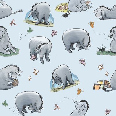 Winnie Characters - Eyeore - Blue - 100% cotton digital print fabric