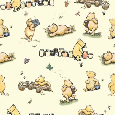 Winnie Characters - Pooh Bear - Yellow - 100% cotton digital print fabric