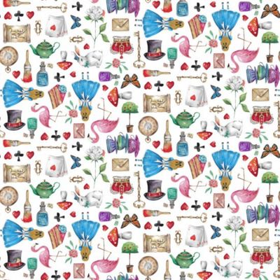 Alice - Elements - White - 100% cotton print fabric