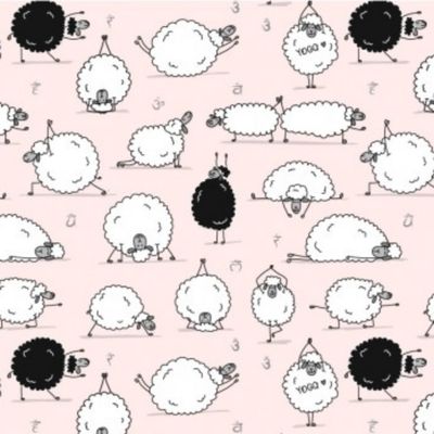 Sheep - Pink - 100% Cotton Winceyette printed fabric