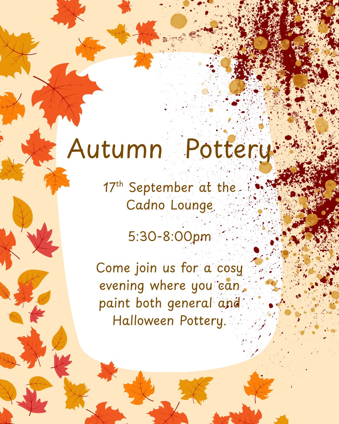 SEPTEMBER 17th - Cadno Lounge Pottery Painting
