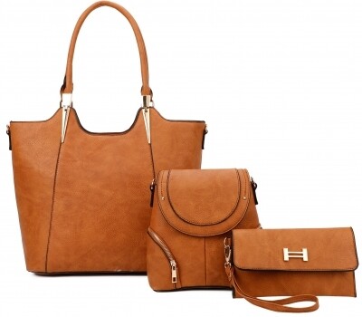 Brown 3 in 1 Stylish Satchel w/ Backpack & Clutch
