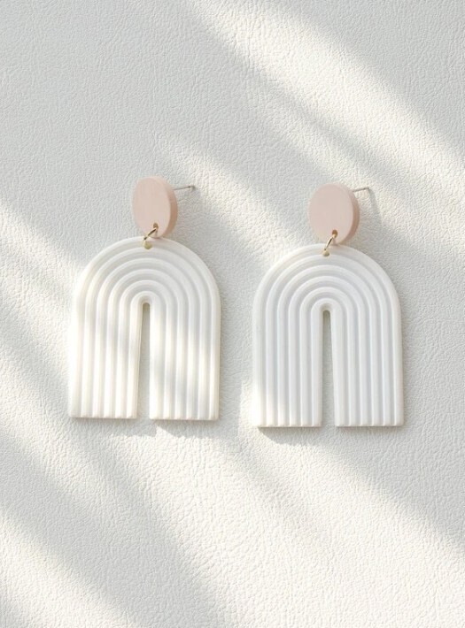 White w/Peach Rainbow Drop Earrings