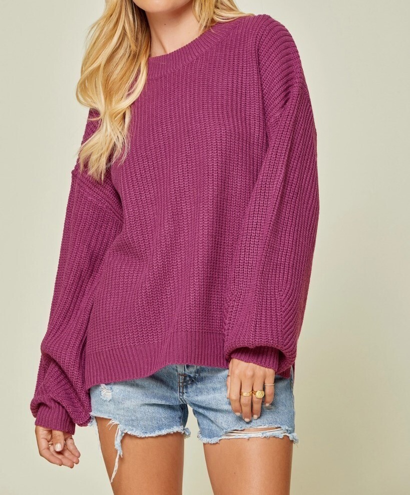 Cozy Magenta Knit Sweater 