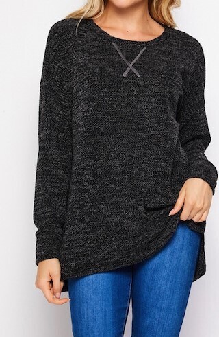 Black Casual Crew Neck Knit Top